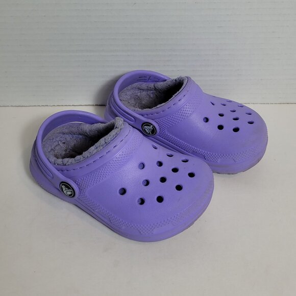 Crocs Kids Classic Clogs Violet T Lined Kids C 7 - Picture 1 of 11